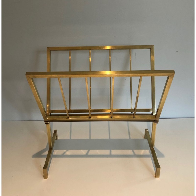 Brass Magazine Rack, Mid-Century Modern, French, 1970 | Maison BARROIS
