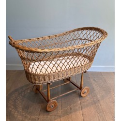 Rattan Cradle on Casters, French, circa 1950 | Maison BARROIS