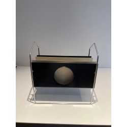 Porte-Revues Chrome et Métal Laqué Noir et Blanc, 1965 | Maison BARROIS