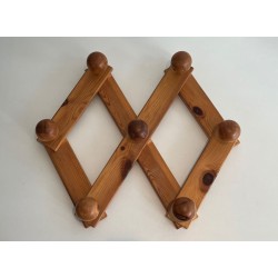 Pine Wall Accordion Coat Hanger, Perriand Style, French, 1950 | Maison BARROIS