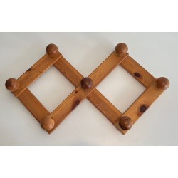 Pine Wall Accordion Coat Hanger, Perriand Style, French, 1950 | Maison BARROIS