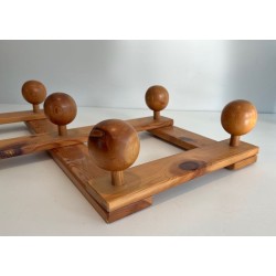 Pine Wall Accordion Coat Hanger, Perriand Style, French, 1950 | Maison BARROIS