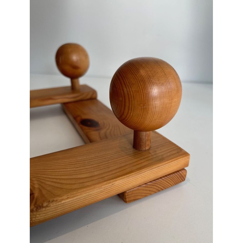 Pine Wall Accordion Coat Hanger, Perriand Style, French, 1950 | Maison BARROIS