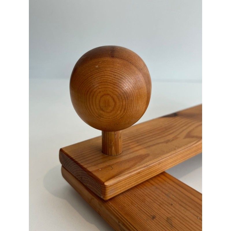 Pine Wall Accordion Coat Hanger, Perriand Style, French, 1950 | Maison BARROIS