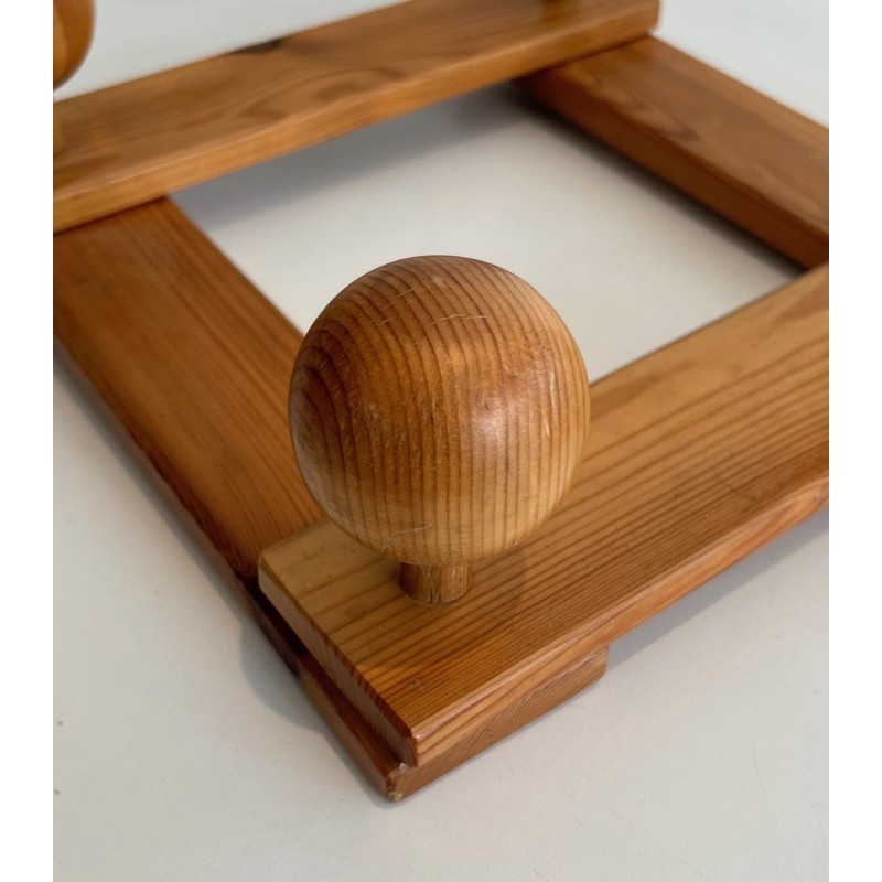 Pine Wall Accordion Coat Hanger, Perriand Style, French, 1950 | Maison BARROIS