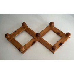 Pine Wall Accordion Coat Hanger, Perriand Style, French, 1950 | Maison BARROIS