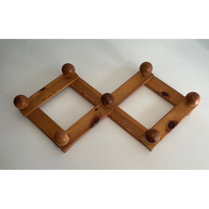 Pine Wall Accordion Coat Hanger, Perriand Style, French, 1950 | Maison BARROIS