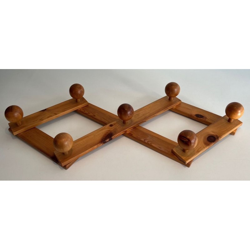 Pine Wall Accordion Coat Hanger, Perriand Style, French, 1950 | Maison BARROIS