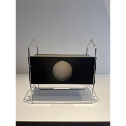 Chrome & Lacquered Metal Magazine Rack, French, 1965 | Maison BARROIS