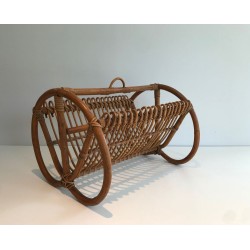 Rattan Magazine Rack, French, circa 1950 | Maison BARROIS