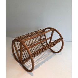 Rattan Magazine Rack, French, circa 1950 | Maison BARROIS