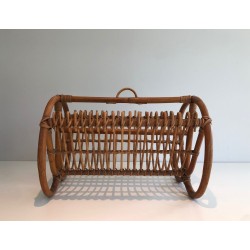 Rattan Magazine Rack, French, circa 1950 | Maison BARROIS