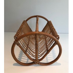 Rattan Magazine Rack, French, circa 1950 | Maison BARROIS