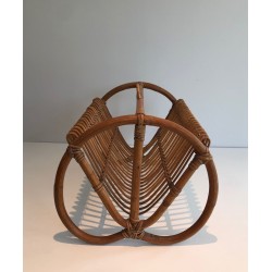 Rattan Magazine Rack, French, circa 1950 | Maison BARROIS