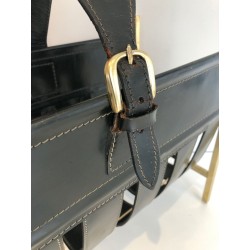 Porte-Revues Forme Sac à Main Laiton & Cuir, Jacques Adnet, Art Déco, v.1940