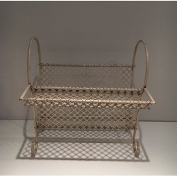 White Lacquered Perforated Steel Magazine Rack, in the Manner of Matégot, c.1950