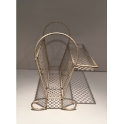 White Lacquered Perforated Steel Magazine Rack, in the Manner of Matégot, c.1950