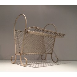 Porte-Revues Acier Laqué Blanc Perforé, dans le Goût de Matégot, v.1950