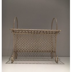White Lacquered Perforated Steel Magazine Rack, in the Manner of Matégot, c.1950