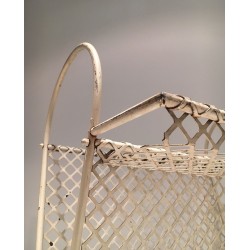 White Lacquered Perforated Steel Magazine Rack, in the Manner of Matégot, c.1950