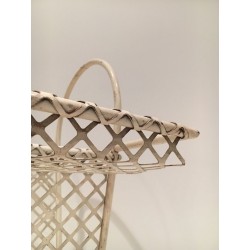 White Lacquered Perforated Steel Magazine Rack, in the Manner of Matégot, c.1950