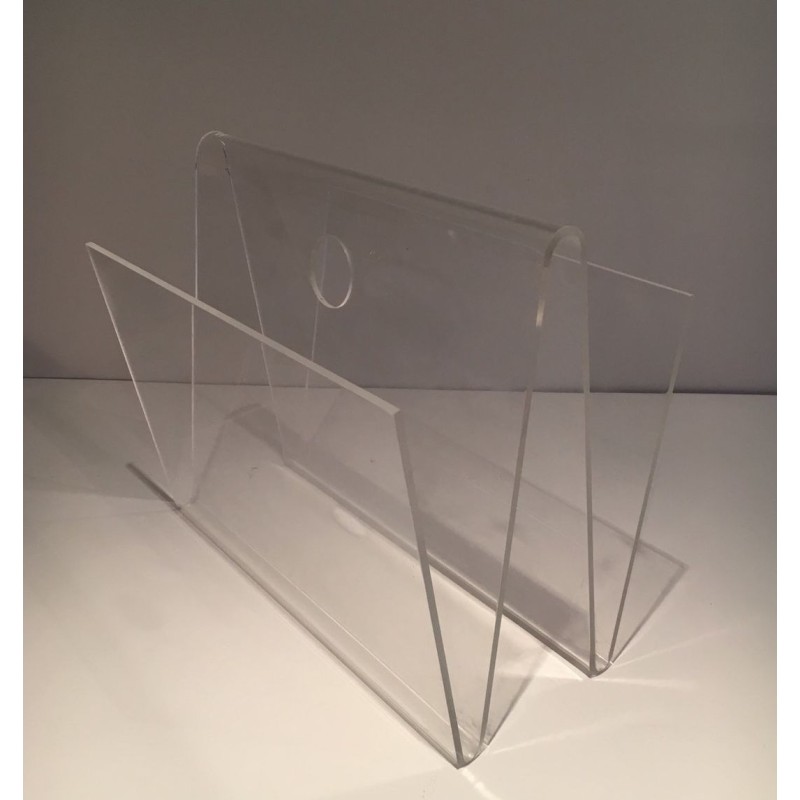 Plexiglass Magazine Rack, French Mid-Century Modern, c.1970