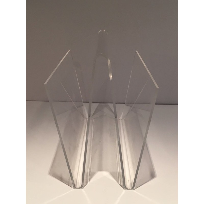 Porte-Revues en Plexiglas, Travail Français Mid-Century Modern, v.1970