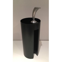 Porte-Parapluie “Golf” Plastique Noir & Chrome, Archap, Travail Italien, v.1970