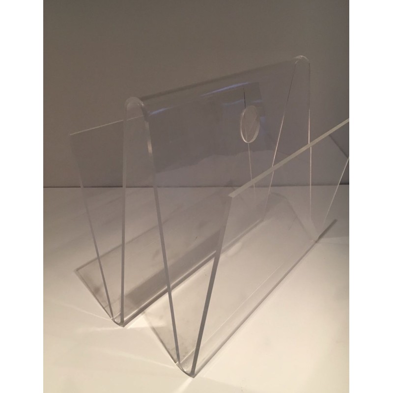 Porte-Revues en Plexiglas, Travail Français Mid-Century Modern, v.1970