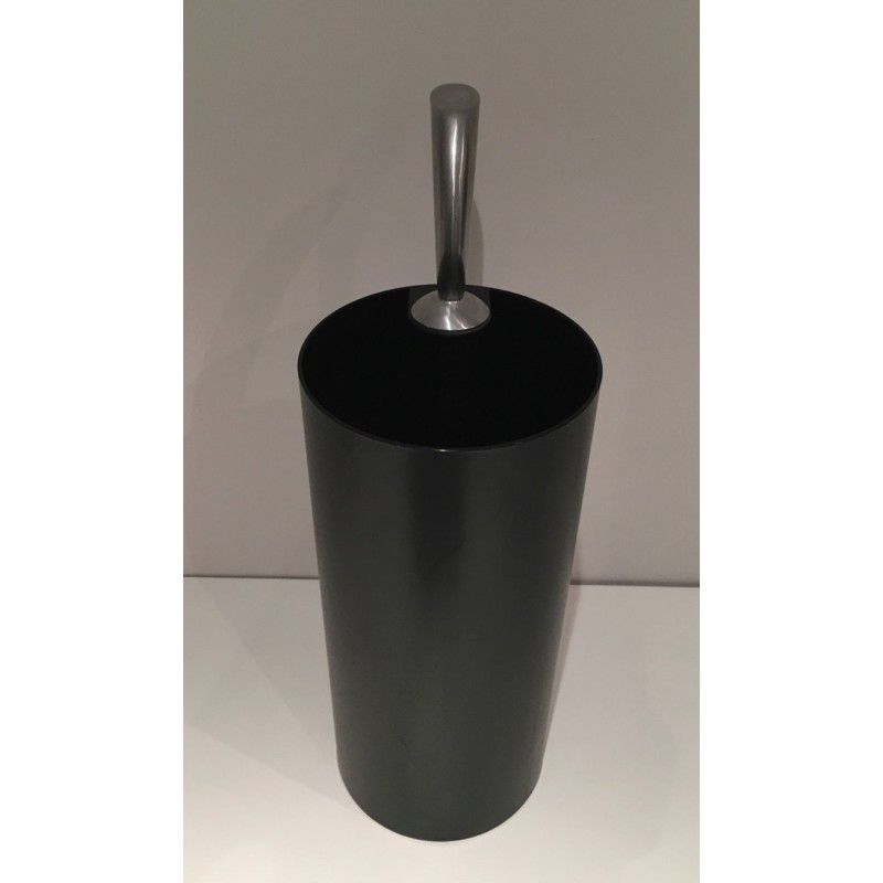 Porte-Parapluie “Golf” Plastique Noir & Chrome, Archap, Travail Italien, v.1970