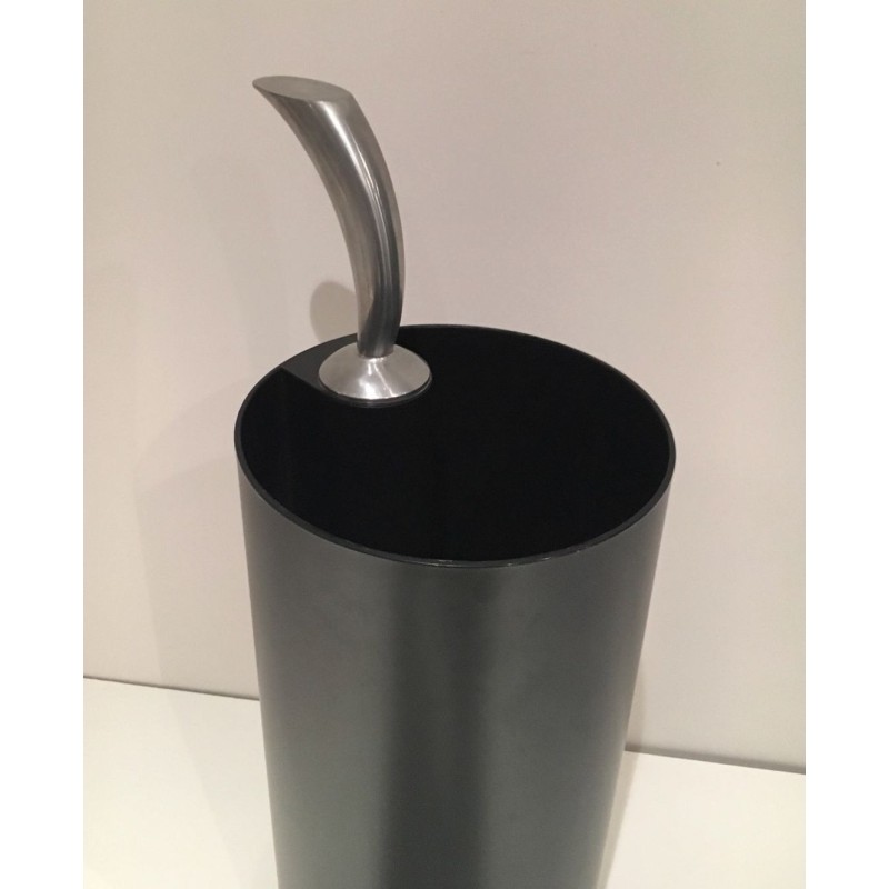 Porte-Parapluie “Golf” Plastique Noir & Chrome, Archap, Travail Italien, v.1970