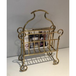 Brass Magazine Rack, Art Nouveau, French, circa 1900