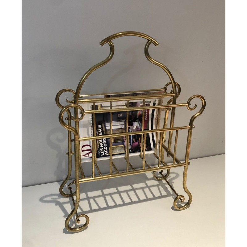 Porte-Revues en Laiton, Art Nouveau, Travail Français, vers 1900