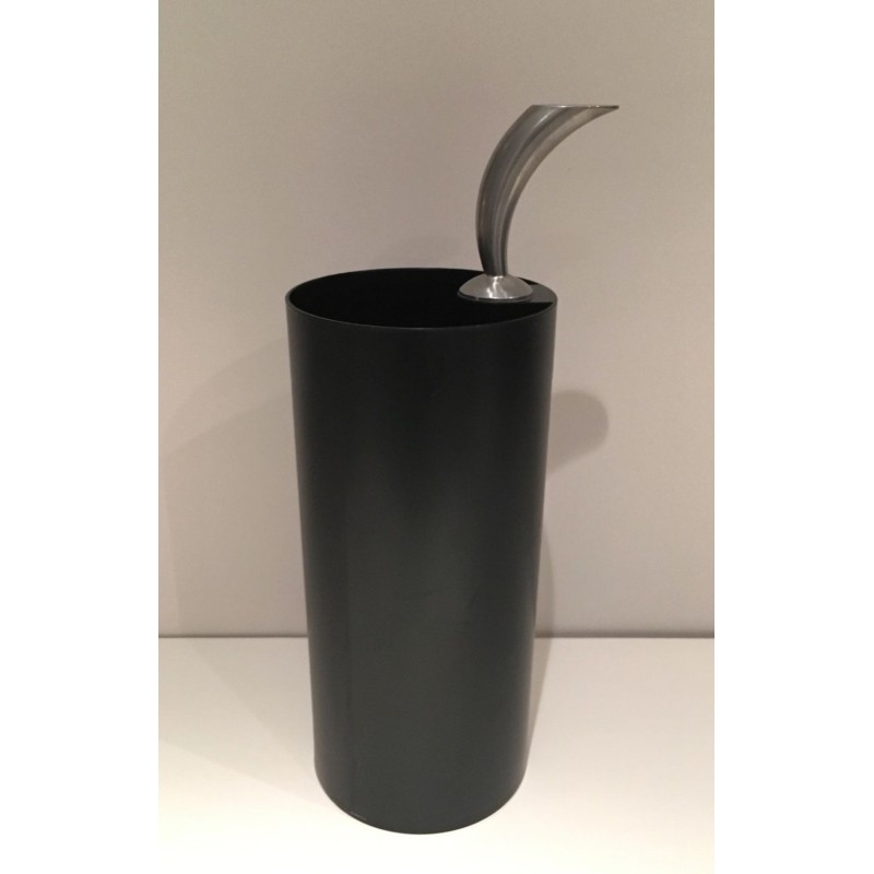 Porte-Parapluie “Golf” Plastique Noir & Chrome, Archap, Travail Italien, v.1970