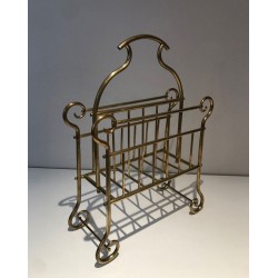 Porte-Revues en Laiton, Art Nouveau, Travail Français, vers 1900
