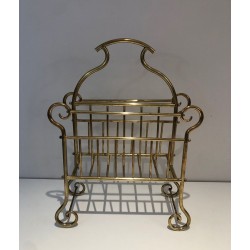 Brass Magazine Rack, Art Nouveau, French, circa 1900