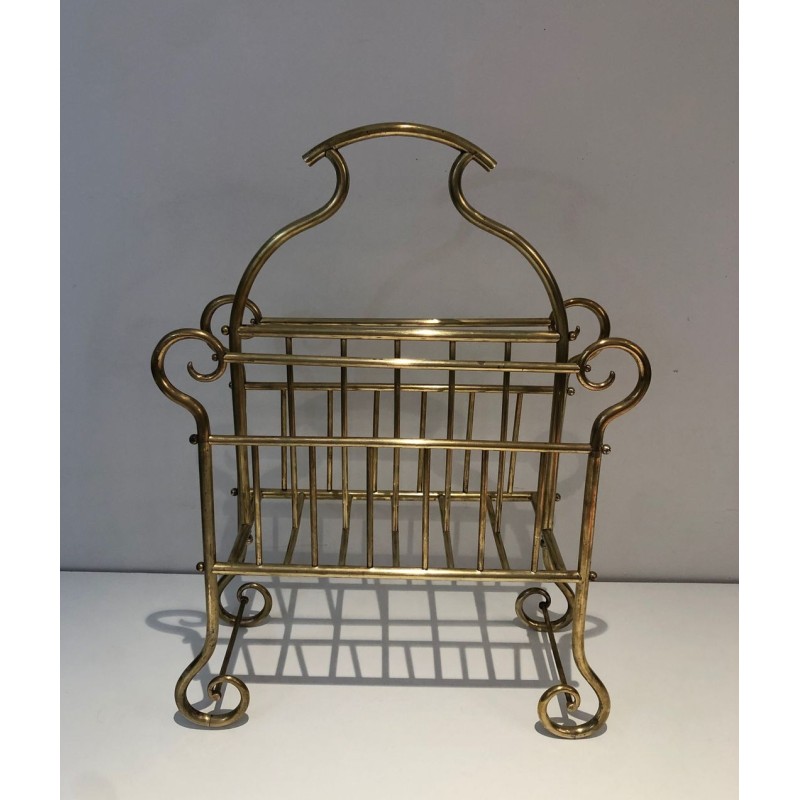 Brass Magazine Rack, Art Nouveau, French, circa 1900