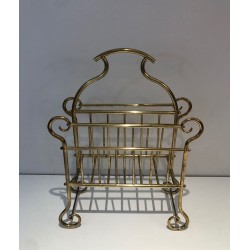 Porte-Revues en Laiton, Art Nouveau, Travail Français, vers 1900