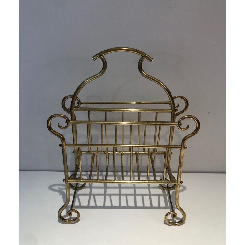 Brass Magazine Rack, Art Nouveau, French, circa 1900