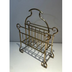 Brass Magazine Rack, Art Nouveau, French, circa 1900