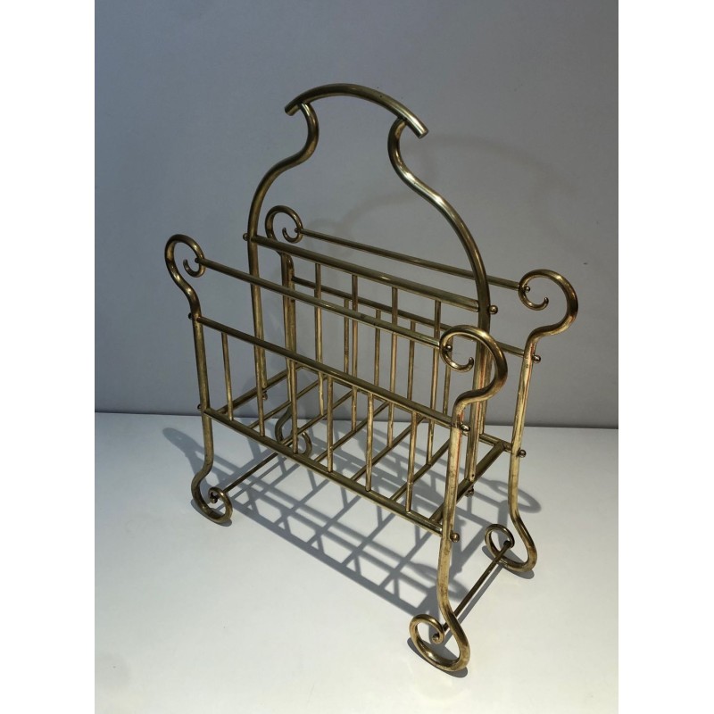 Brass Magazine Rack, Art Nouveau, French, circa 1900