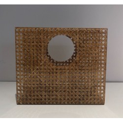 Plexiglass & Cane Magazine Rack, Dior-Crespi Style, French, circa 1970