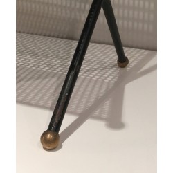 Porte-Revues Métal Laqué Noir, Tôle Perforée & Laiton, Travail Français, v.1950