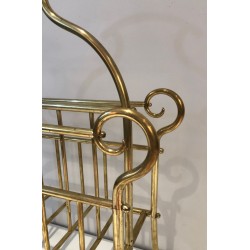 Brass Magazine Rack, Art Nouveau, French, circa 1900