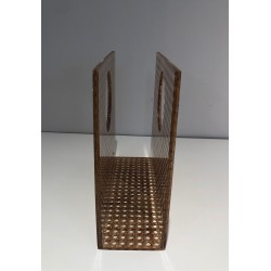 Plexiglass & Cane Magazine Rack, Dior-Crespi Style, French, circa 1970