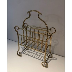 Porte-Revues en Laiton, Art Nouveau, Travail Français, vers 1900