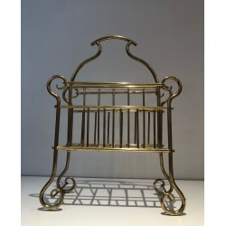 Porte-Revues en Laiton, Art Nouveau, Travail Français, vers 1900