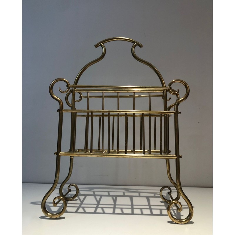 Brass Magazine Rack, Art Nouveau, French, circa 1900