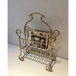 Porte-Revues en Laiton, Art Nouveau, Travail Français, vers 1900
