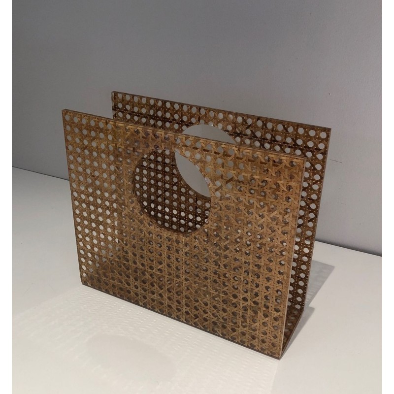 Porte-Revues Plexiglass Cannage, Goût Dior-Crespi, Travail Français, vers 1970